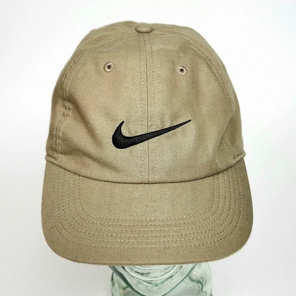 Nike Heritage86 Dri-Fit Hat Cap Khaki Tan Beige Black Swoosh Dad Hat Strapback
